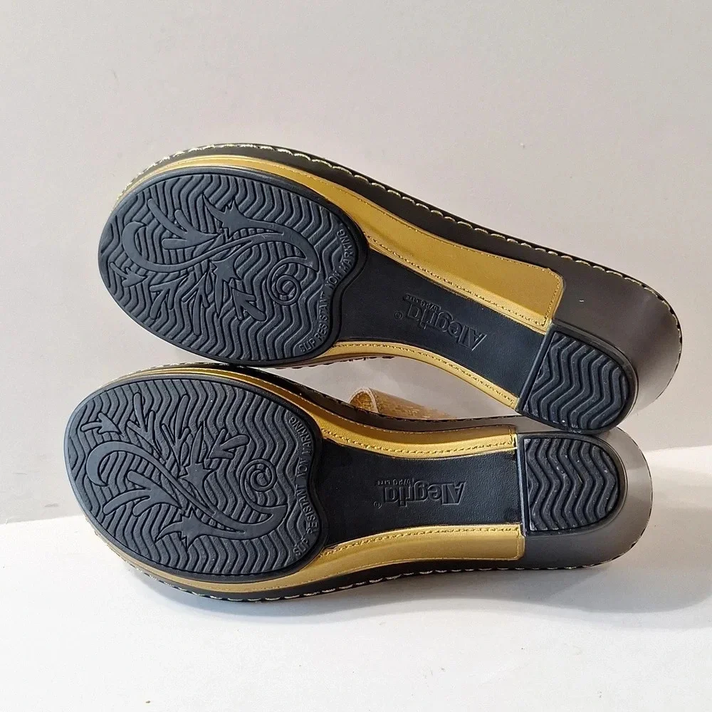 Alegria by PG Lite Gold Bohemian Carina Loti Wedge Sandals Size 36